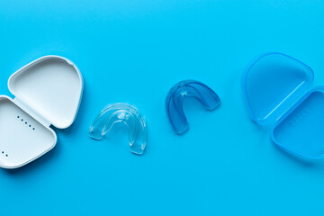 Dental mouth guards for teeth to correct bite, top view