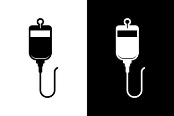 IV Drip Clipart Icon Clean Black & White Medical Graphic.