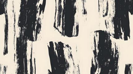Black strokes of paint contrast against a neutral background