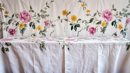Floral painted fabric tablecloths