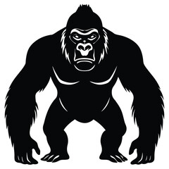 Gorilla Silhouette Illustrations, Gorilla head logo silhouette. Sport vector logo gorilla, gorilla icon, gorilla head, vector. A black and white vector illustration of a gorilla head.