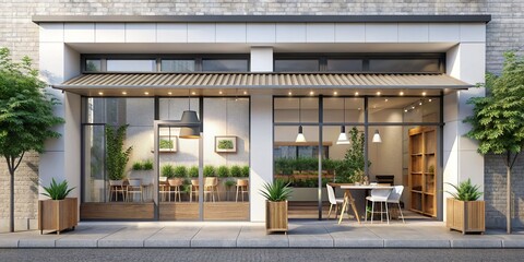 Fototapeta premium Modern Cafe Storefront Mockup - Free Downloadable Template