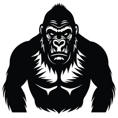 Gorilla Silhouette Illustrations, Gorilla head logo silhouette. Sport vector logo gorilla, gorilla icon, gorilla head, vector. A black and white vector illustration of a gorilla head.