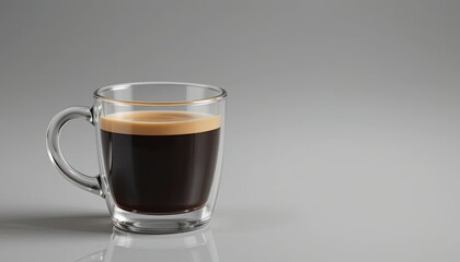 Espresso coffee served in a glass cup isolated on a transparent background for a sleek and modern presentation.

