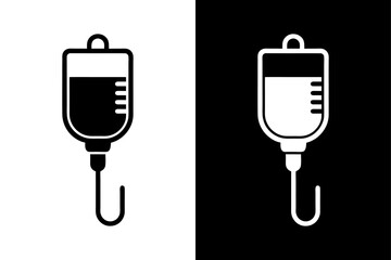 Minimalist IV Drip Icon High-Quality Black & White Vector.