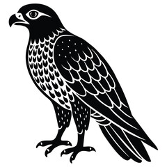 Peregrine Falcon Silhouette Design, Peregrine Clipart Graphic, Peregrine Bird vector illustration in black and white, Peregrine Falcon Diving at High Speed Silhouette.