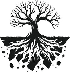 black and white tree