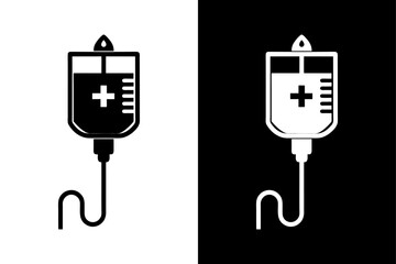 IV Silhouette Vector Black & White Medical Icon Download