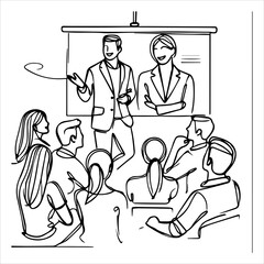 Business training and presentation concept. Trainer giving lifeskill lesson to the class members.	