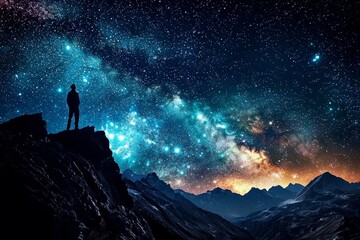 Fototapeta premium Breathtaking Night Sky Landscape Featuring the Milky Way