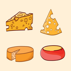 Colorful set of cheeses vector illustration