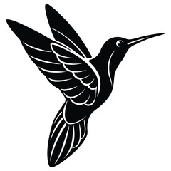 ruby throated hummingbird silhouette stylized on a white background, hummingbird, Ruby-throated Hummingbird Silhouette Vector Illustration, Ruby-throated hummingbird, bird, Black Ruby-throated humming
