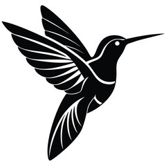 ruby throated hummingbird silhouette stylized on a white background, hummingbird, Ruby-throated Hummingbird Silhouette Vector Illustration, Ruby-throated hummingbird, bird, Black Ruby-throated humming