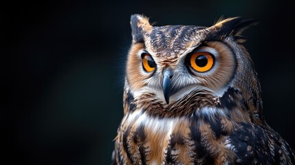 Obraz premium Captivating Close-up Portrait of Majestic Owl with Striking Eyes
