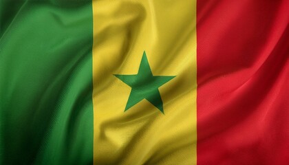 Naklejka premium senegal flag heritage with waving cloth texture