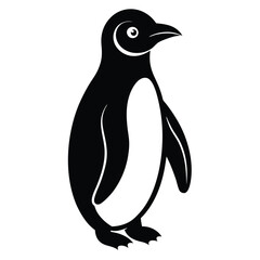 Fototapeta premium a silhouette of a penguin, standing against a simple background. The penguin's form is black and smooth, with its features and structure clearly visible vector illustration.
