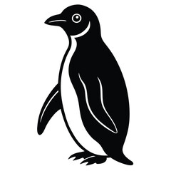 Naklejka premium a silhouette of a penguin, standing against a simple background. The penguin's form is black and smooth, with its features and structure clearly visible vector illustration.