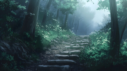 Obraz premium Misty Forest Path