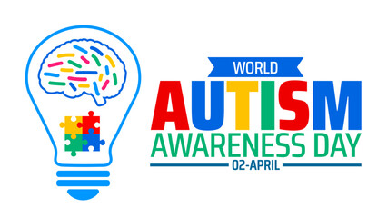 World Autism awareness day background banner or poster design template with Brain design. Autism is a Developmental disability caused by difference in brain. observed every year in 2 April.