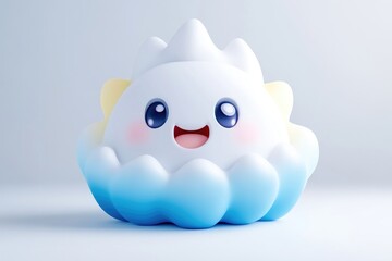 Obraz premium Cute cartoon cloud character. Smiling, happy expression. Soft, pastel colors. 3D rendering