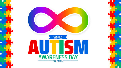World Autism awareness day background banner or poster design template with autism infinity symbol design. Autism is a Developmental disability caused by difference in brain. observed every year.