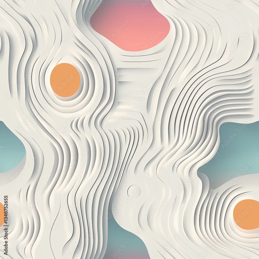 Poster seamless soft pattern design wavy grains with embedded geometric shapes