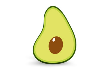 A half cut avocado fruit vector for Summer tropical fruits for healthy flat style vector illustration