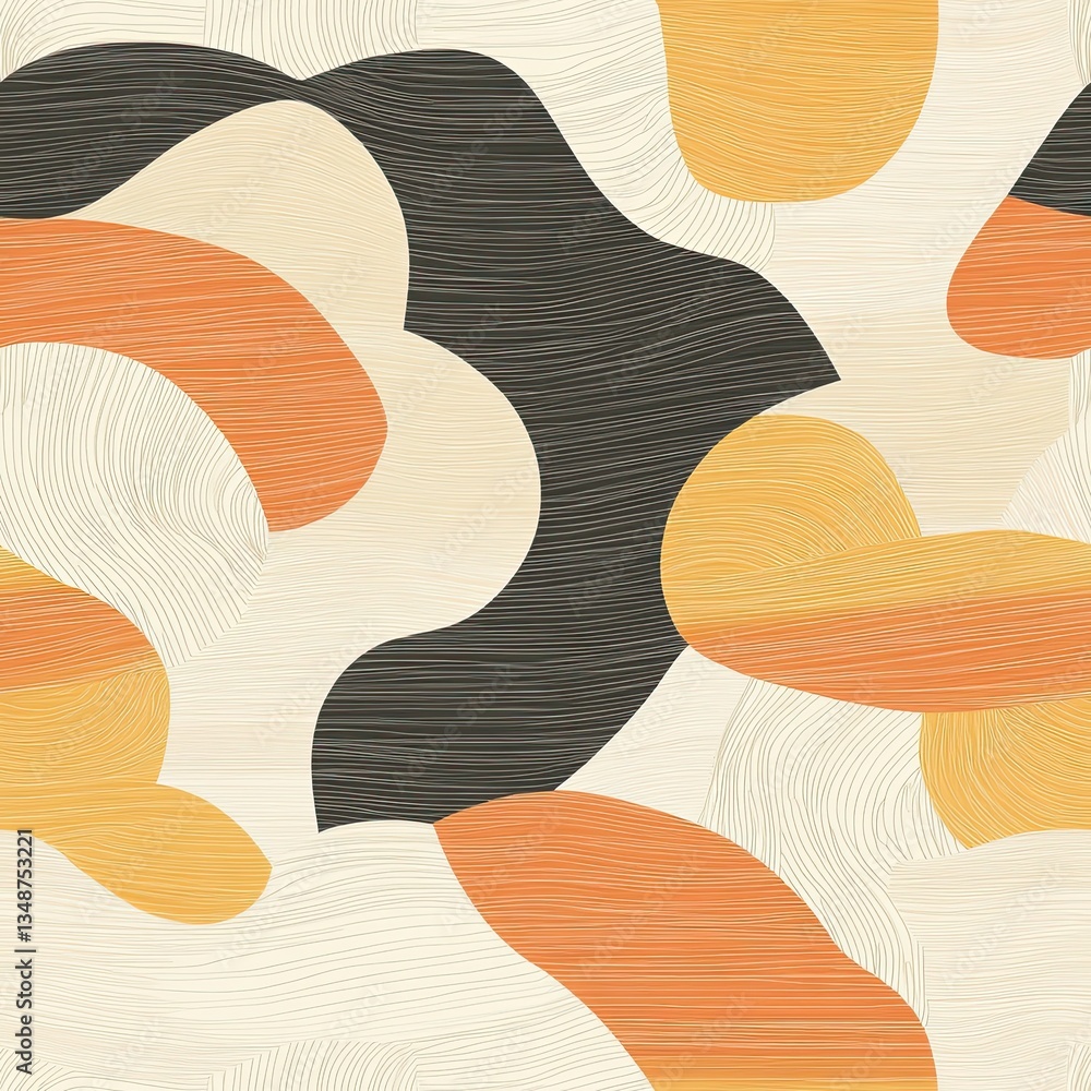 Poster seamless soft pattern design wavy grains with embedded geometric shapes