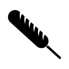 Simple sausage silhouette with stick. Vector.