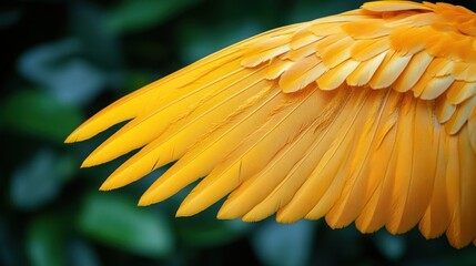 Close-up of a vibrant orange bird wing.  