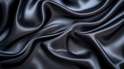 Obraz premium Dark gray silk fabric with elegant folds and waves.
