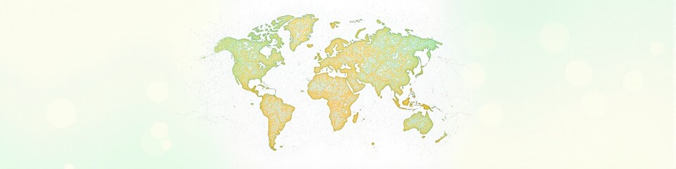 A colorful world map with a green background