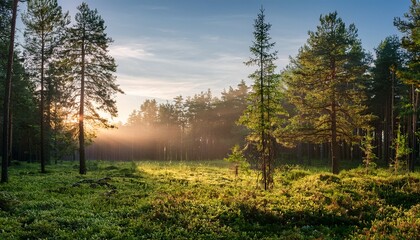 summer season morning inside the forest