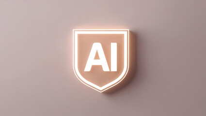 AGI ethics 3D concept. AI logo design on a neutral background with glowing effect.