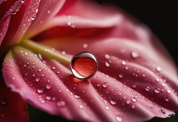 A dewdrop rests on a vibrant red tulip petal