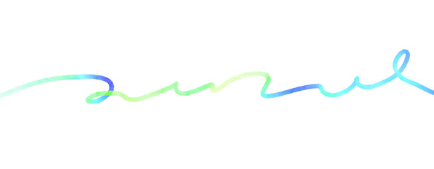 Watercolor hand drawn wave line isolated on white background illustration.