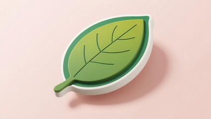 Obraz premium AGI ethics 3D concept. Stylized green leaf design on a pastel background.