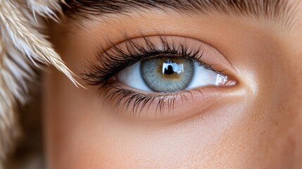 Obraz premium Close-up view of a woman's eye with defined features