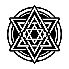 A glyph style icon of david star symbol