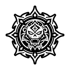 A filled style icon of an evil symbol