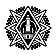 A solid style icon of minaret symbol