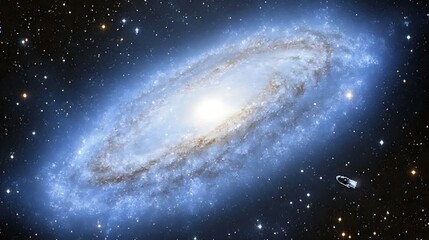 Fototapeta premium A Large Spiral Galaxy Illuminated Amongst The Starry Void