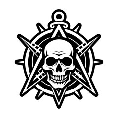 A glyph style icon of a masonic skull symbol