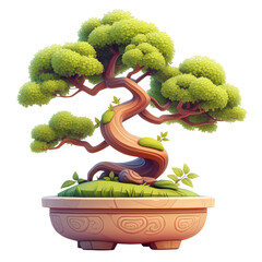 Bonsai tree display zen garden digital art serene environment close-up view