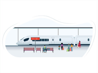 Passengers waiting for high-speed train at railway station