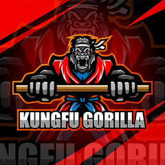 Kungfu gorilla esport mascot logo