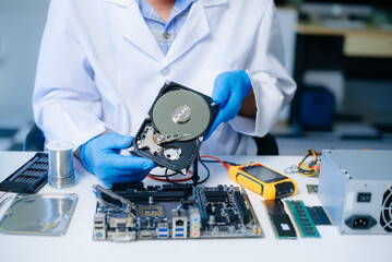 Naklejka premium Electronics technician, electronic engineering electronic repair, electronics measuring and testing, repair