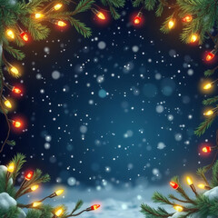 Warm Christmas Background with Ornaments and Lights