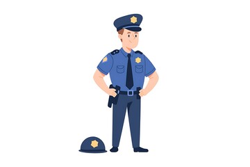 A Friendly Cartoon Police Officer Standing at Ease