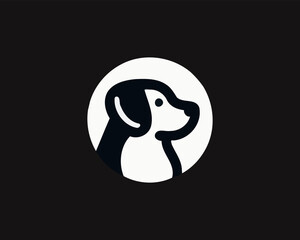 Silhouette Dog Logo Design Template. Black and White Dog Icon Vector Illustration.